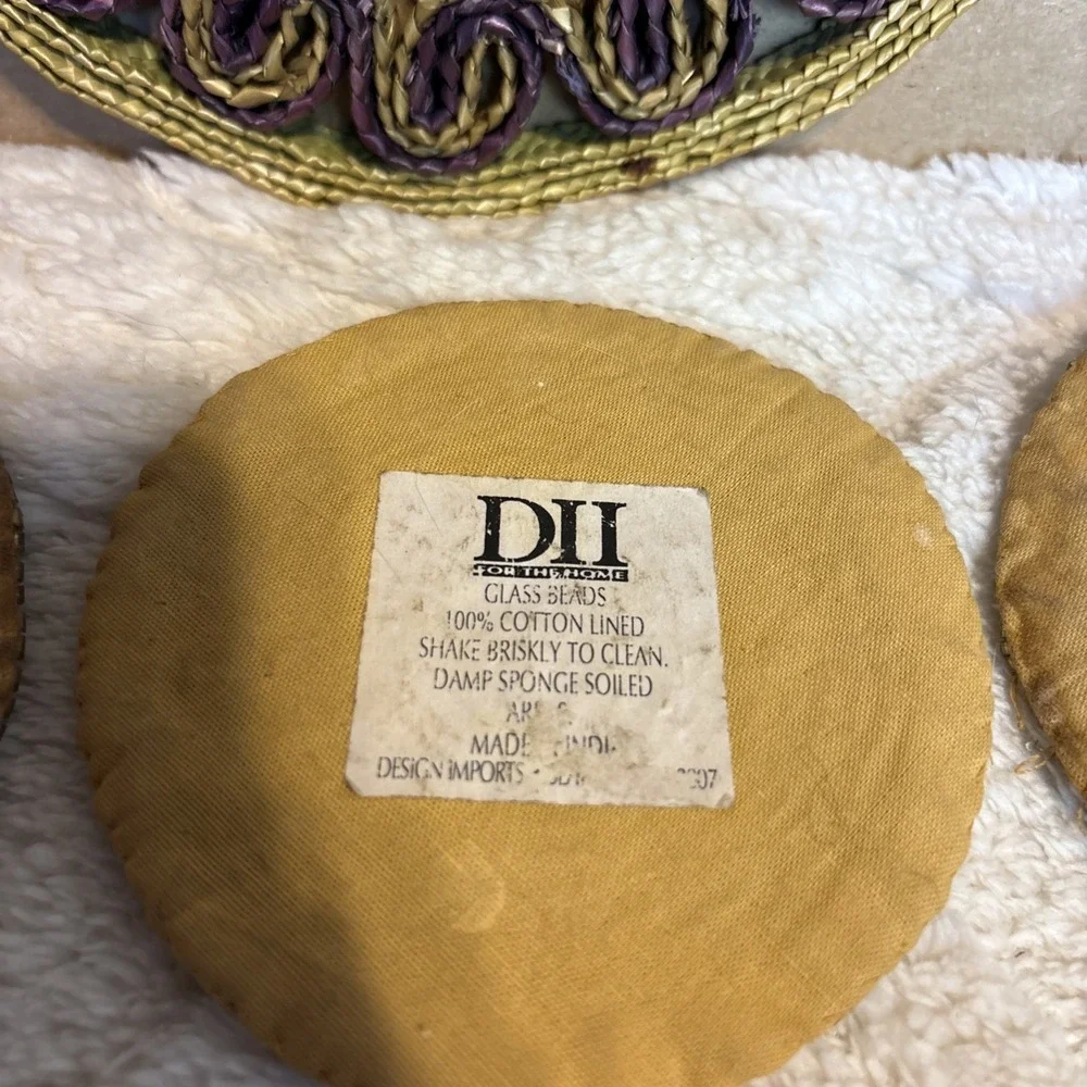 Raffia Straw Trivet Hot Pads Rattan Wicker Vintage coaster see pics